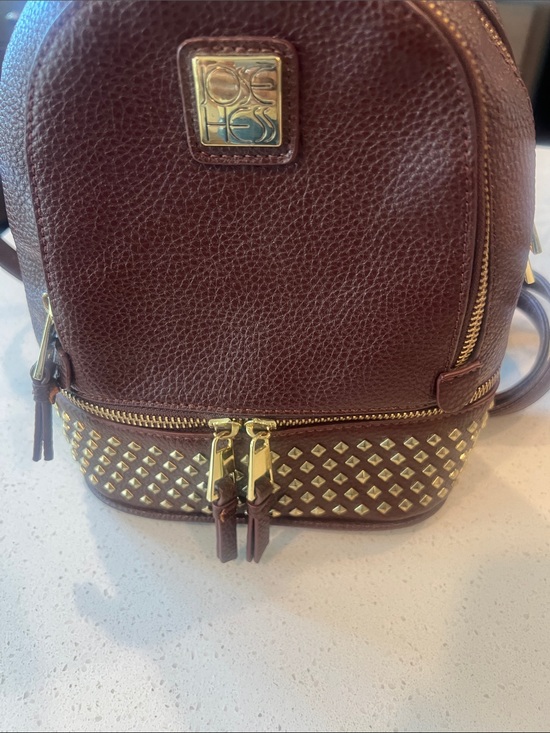 Jose Hess Handbags - Mini Studded Leather Backpack in Deep Brown
